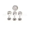 Pendientes de Titanio F136 Incrustados con Circonita Hilo de Aleación de Titanio G23 Cuerpo de Perforación Cilíndrico Roscado Joyería para Perforaciones Clavos para el Cartílago del Oído