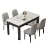 Mesa de jantar em pedra sinterizada italiana com conjunto de mesa e cadeiras de jantar em imitação de madeira maciça, mesa de jantar retangular moderna minimalista para apartamento pequeno