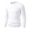 Suéter retro simples de cor sólida com gola redonda para homens, adequado para usar como peça interna e externa, pulôver de tricô fino casual slim fit