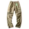 Calça de trabalho estilo americano para homens, comércio exterior transfronteiriço da Amazon, calça casual de corte solto para primavera e outono com múltiplos bolsos, calça comprida casual masculina