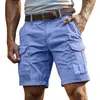 Shorts de trabalho de cor sólida multi-bolsos europeus e americanos mais vendidos 2026 da Shein TK, apresentando um design moderno e um corte casual e folgado.