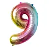 Versión Americana Cuerpo Delgado 32 pulgadas Número Globos de Papel de Aluminio Color Degradado Oro Plata Oro Rosa Globos Numéricos Venta al por Mayor
