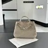Bolsa Tote Tecida Exclusiva de Couro Bovino Transfronteiriça Grande Capacidade Bolsa para o Dia a Dia Bolsa de Mão Ombro Transversal de Couro Genuíno de Alta Qualidade para Mulheres