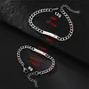 Pulseira Cubanita de Aço Titânio para Casal Pode Ser Gravada Pulseira Clássica com Placa Curva para Homens e Mulheres Joias Simples Tendência de Aço Inoxidável