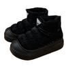 Botas de Inverno Femininas Impermeáveis de Tecido com Penas, Tendência para Uso Externo com Logo de Letra e Velcro, Sapatos de Algodão Versáteis Estilo de Rua