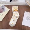 Calcetines Lindos de Cachorros para Mujer Primavera y Verano Estilo Universitario Estilo Japonés Ilustración Dibujos Animados Estrellas Calcetines de Media Caña Estilo Coreano Estudiante Calcetines de Algodón