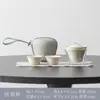 Juego de Té de Cerámica para Viaje al Aire Libre Portátil Juego de Tazas Rápidas Una Tetera Dos Tazas Estilo Hogareño de Camping Juego de Té Kung Fu para una Persona