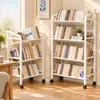 Estantería de almacenamiento para libros de pie, móvil con ruedas, multicapa, para el hogar, almacenamiento de snacks para niños, carrito pequeño, librero simple