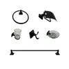 Comercio Exterior Transfronterizo Aleación de Zinc Negro Acero Inoxidable Juego de Accesorios para Baño Juego de Toallero Barra para Toallas Juego de Seis Piezas