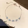 Pulsera Deslizante Estrella de Zirconia Azul Fresca de Verano, Pulsera de Lujo Ligero de Gama Alta, Joyería de Mano Exquisita y Elegante para Mujeres