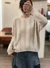 Suéter Pulóver de Punto Trenzado Hueco de Cuello Redondo Nuevo Otoño/Invierno 2026, Top de Punto Holgado de Manga Larga de Color Sólido para Mujer