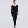 Traje de ropa interior térmica de terciopelo sin costuras para mujer con forro polar engrosado para primavera, otoño e invierno, mallas largas cepilladas talla grande