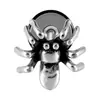 Brincos de Barra Reta com Disco Redondo e Cabeça de Lobo/Fantasma com Rosca Externa, Estilo Europeu e Americano, Diamante Negro, Aranha, Piercing, Joias para Orelha