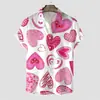 Novas camisas de manga curta transfronteiriças para homens e mulheres, estilo casal, camisas estampadas em 3D europeias e americanas, camisas de Dia dos Namorados