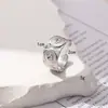 Joyería de comercio exterior al por mayor Moda europea y americana estilo Ins anillo geométrico de nicho para mujer titanio acero chapado en oro 18K anillo para dedo de comida