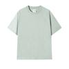 240g Retro americano doble hilo hombro caído algodón manga corta hombre verano simple media manga top básico color sólido camiseta de mujer