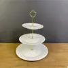 Suporte para Bolo de Sobremesa Multicamadas para Casa Prato Europeu de Cerâmica para Frutas Secas Bandeja de Lanches com logo para Chá da Tarde Prato de Frutas de Três Camadas