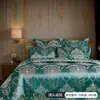 Funda de edredón jacquard de satén de lujo ligero estilo europeo, juego de ropa de cama de tres piezas con sábana y funda de edredón