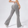 Calça Flare de Yoga Transfronteiriça para Mulheres, Cintura Alta, Levanta Bumbum, Calça Fitness Flare Canelada, Calça Esportiva Longa Bumbum de Pêssego, Calça Wide Leg