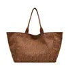 Bolso Tote de Lona con Estampado de Leopardo de Gran Capacidad Transfronterizo para Mujer 2025 Otoño Nuevo Estilo Perezoso Casual Bolso de Hombro Axila
