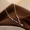 Colar de Prata 925 com Pingente de Gota d'Água Ondulada para Mulheres, Luxo Leve, Moda de Ponta, Simples e Versátil, Joia Elegante de Corrente para Clavícula