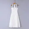 Vestido Largo de Marca Z para Ceñir la Cintura, Suave, Elegante y de Estilo Puro Europeo y Americano con Espalda Descubierta, Mismo Estilo que el Vestido de Vacaciones con Cuello Halter Za