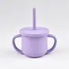 Vaso con Popote de Silicona para Bebé, Grado Alimenticio, Antiahogo, Antiderrames, Vaso de Aprendizaje para Beber, 210ml, Resistente a Mordeduras, Hervible y Esterilizable