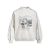 Sudadera con Capucha Acolchada de Cuello Redondo con Estampado de Letras de Retrato Creativo Americano para Hombre, Primavera y Otoño, Holgada, Casual, Ropa Deportiva, Tendencia Callejera