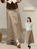 Falda a cuadros estilo vintage, simple, de cintura alta, línea A, para mujeres de talla grande, que cubre la cadera y estiliza 66070