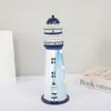 Faro de Lata Oceánico Led Intermitente Decoración Creativa para el Hogar Artesanías de Hierro Faro de Estilo Mediterráneo Decoración