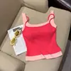 Retro Americano Color Dopamina Bloque de Color Enterizo Falso Dos Piezas Sin Mangas Bandeau Superposición Color Contrastante Dulce Picante Chica Camiseta sin Mangas