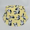 Chapéu de Pescador Infantil Reversível com Padrão Versátil de Panda de Desenho Animado, Chapéu de Sol Personalizado com Grafite