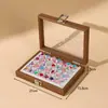 Caixa de Joias à Prova de Poeira com Tampa em Madeira de Nogueira, Bandeja Expositora para Pulseiras, Anéis, Brincos, Caixa de Armazenamento de Joias