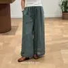 Verano 2026 Nuevo Estilo Vintage Color Sólido Lino Pantalones Rectos Sueltos Versátiles Lino Bordado Pantalones de Pierna Ancha Venta al por Mayor