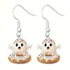 Conjunto de Brincos Pendentes e Pingentes de Acrílico com Tema de Comida de Halloween 2D Fantasma Fofo de Feriado Esqueleto Ceifador