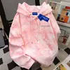 Sudadera con Capucha Estilo Coreano Estampado de Letras Americanas para Mujer Otoño e Invierno Ins Marca de Tendencia Diseño Retro Tie-Dye Azul Top
