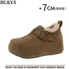 Zapatos de Mujer estilo Birkenstock de Cuero Vacuno de Cobertura Total con Aumento de Altura, Forrados de Lana y Engrosados para Calidez, Botas de Nieve de Lana Antideslizantes de Suela Gruesa