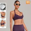 Sujetador de yoga transfronterizo con escote en V pronunciado, cuello halter y hermoso diseño en la espalda, ropa interior deportiva transfronteriza para correr y fitness para mujer 7229