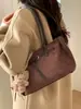Bolsa de Couro Camurça para Mulheres, Grande Capacidade, Novo Modelo 2026, Bolsa de Ombro Retro Fosca de Nicho, Bolsa Tote para o Dia a Dia Estilo Preguiçoso