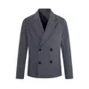 Traje casual de rayas verticales para hombre, primavera y otoño, corte holgado, blazer cruzado de dos botones, pantalón casual de pierna recta