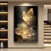 Pintura decorativa moderna de borboleta de luxo leve para sala de estar, arte de parede para hall de entrada, mural de alta qualidade para corredor de frente para a porta