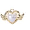 Pendientes de cadena de moda, microincrustados, colgante de alas de amor de perla moca en forma de corazón, material de aleación para accesorios DIY