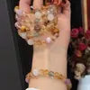 Nuevo Pulsera de Cristal Amarillo Torre Natural de Venta Caliente al Por Mayor, Collar de Cuentas, Pulsera de Flor de Resina Roja de Cristal Multicolor