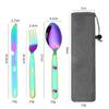 Vajilla de camping de acero inoxidable 430 de Amazon, cuchillo, tenedor y cuchara 3 en 1, disponible para viajes, camping, vajilla portátil para exteriores.