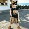 Ropa para Niños Conjunto de Verano para Niños 2026 Nuevo Estilo de Verano Camiseta sin Mangas Elegante 100% Algodón para Niños Conjunto Retro de Dos Piezas