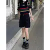 Shorts de Mezclilla Negros para Mujer, Estilo Delgado de Verano, Nuevo Modelo 2026, Cintura Alta, Corte Holgado, Adelgazante, Pierna Recta Ancha, Pantalones a la Rodilla