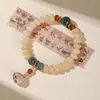 Pulseira Estilo Montanha Putuo de Raiz de Bodhi Jade Dourado com Contas de Ábaco, Contas Budistas Bodhi de Círculo Duplo de Lótus Estilo Chinês, Pulseira Colecionável