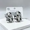 Pendientes Retro de Nicho de Gama Alta con Nudo de Lazo y Diseño Espiral para Mujer, Estilo Geométrico Retorcido de Metal, Pendientes de Acero Inoxidable con Cierre de Presión l