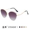 Nuevas gafas de sol de ojo de gato con marco recortado, gafas de sol de moda europeas y americanas, gafas de sol de color océano transfronterizo de moda para hombres y mujeres