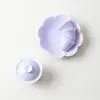 Taza de té de cerámica morado lavanda con esmalte de color, no se calienta al tacto, para uso doméstico, juego de té Kung Fu morado liso, taza de té